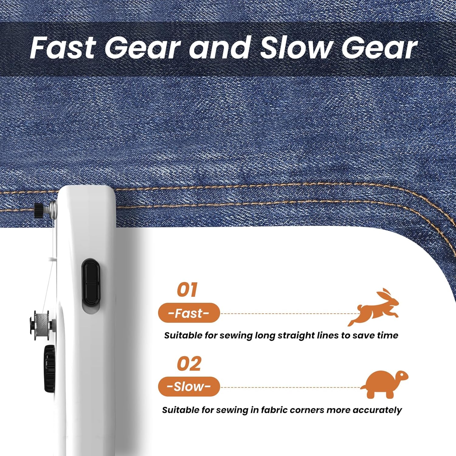 Handheld Sewing Machine for Beginners, Portable Mini Sewing Machine with Two Speed Modes, Easy to Operate and Fast Stitch Suitable for Clothes, Fabrics and Quick Home Repairs - Image 3