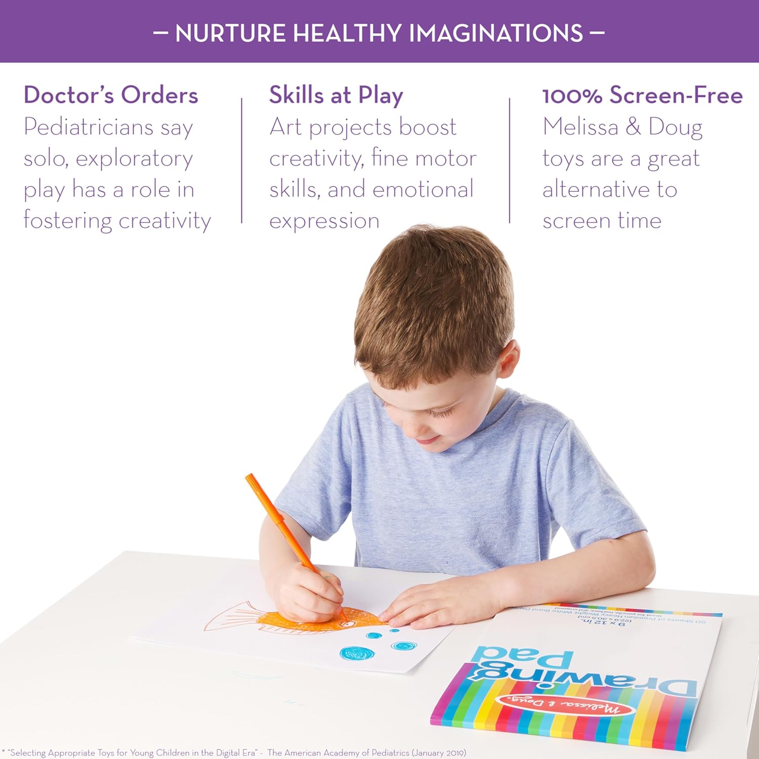 Melissa & Doug Drawing Pad (9 x 12 inches) with 50 Sheets of White Bond Paper - Image 3