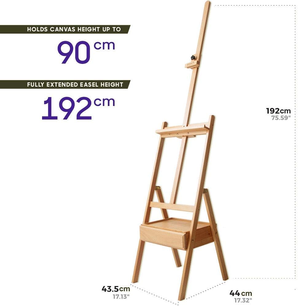 Mont Marte Signature Box Floor Easel, Beech Wood 43.5 x 44 x 150 cm (LxWxH), 17.13 x 17.32 x 59.1" - Image 3