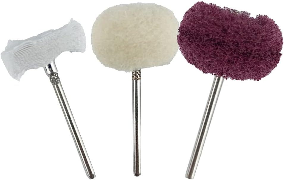 Yasumai60 Pcs Polishing Buffing Abrasive Buff Wheel Cloth Wheel Set Cotton Felt Mounted Mandrel for Rotary Tool and Brass Wire Brush Wheels for Jewelry and Watch Clean Tools-1/8 Inch Shank - Image 8