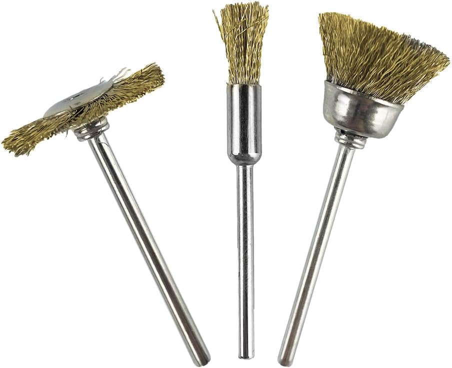 Yasumai60 Pcs Polishing Buffing Abrasive Buff Wheel Cloth Wheel Set Cotton Felt Mounted Mandrel for Rotary Tool and Brass Wire Brush Wheels for Jewelry and Watch Clean Tools-1/8 Inch Shank - Image 9